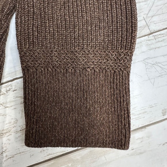 Eddie Bauer Y2K Henley Sweater Brown Chunky Fisherman Knit Ribbed Mens Large - Picture 13 of 16
